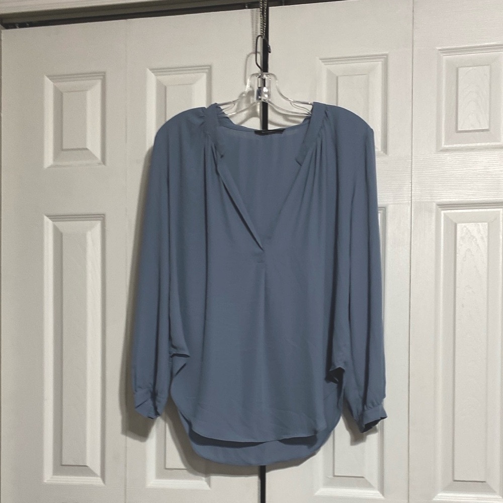 Olivaceous slate blue blouse shirt top size LARGE